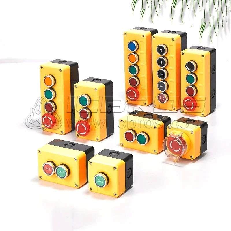 LA38 Button Switch Control Box Plastic Hand-held Self Starting Button Waterproof Box Electrical Industrial Emergency Stop