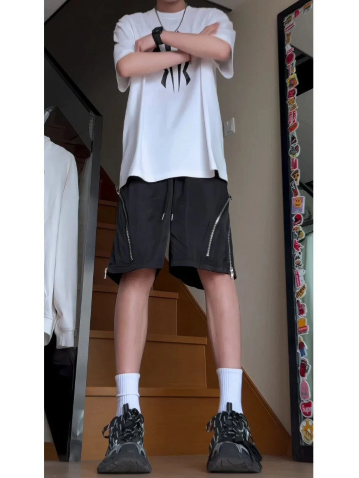 

Мужские летние спортивные брюки-шорты (до колена) в стиле American High Street, с молнией, элитные, прохладные, для баскетбола