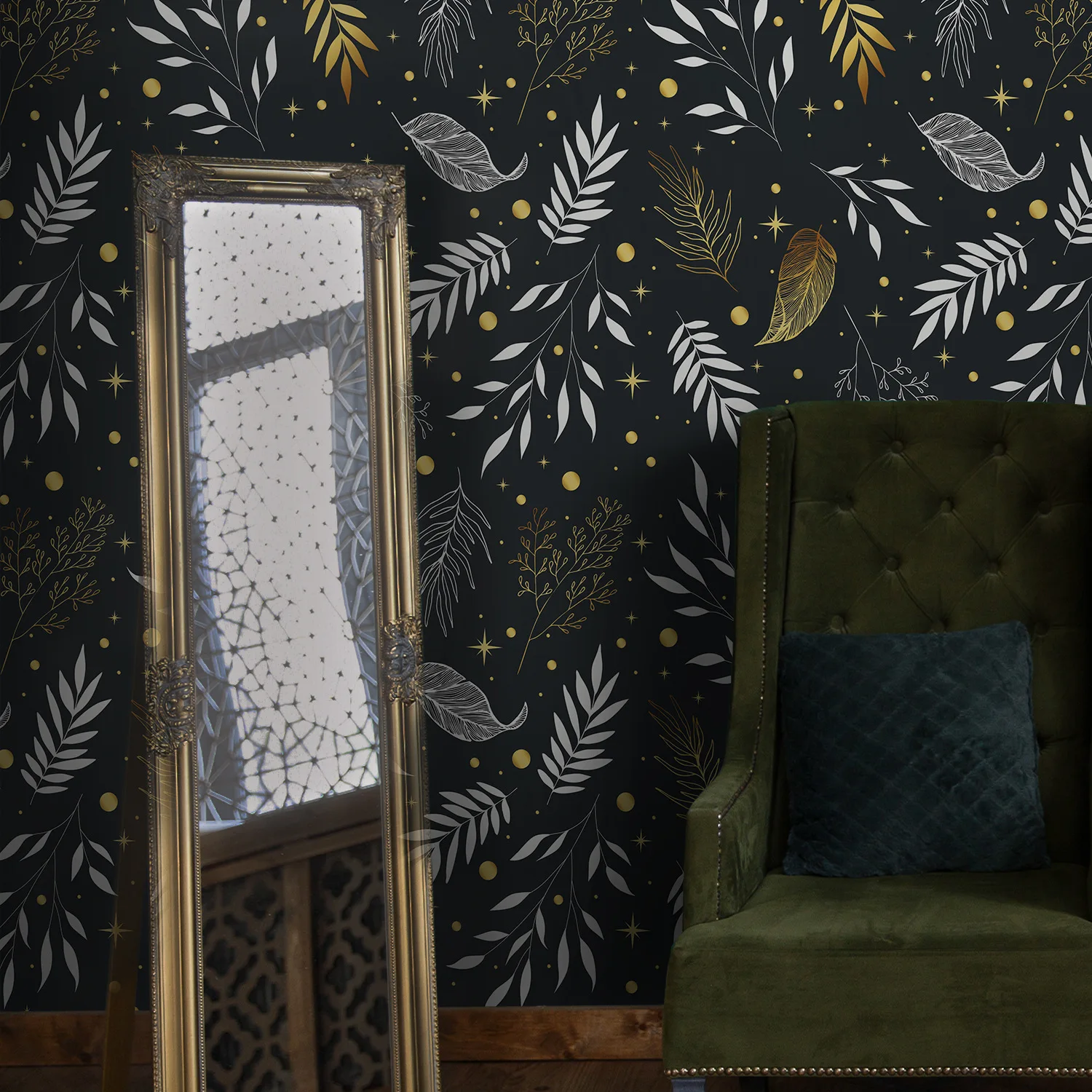 Vintage Classic Leaves PVC Wallpaper Chic Waterproof Peel and Stick Home Decoration Removable Wall Paper Stickers