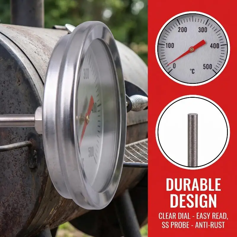 Bimetallic BBQ  Accurate Temperature Gauge 0-500C  Oven Grill for Meat Smoker