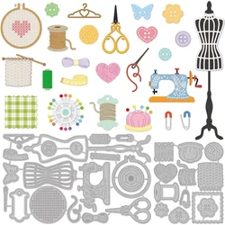 2Set 31Pcs Sewing Tool Cutting Dies for DIY Scrapbook Metal Sewing Machine Die Cuts Embossing Stencils Template for Paper Card