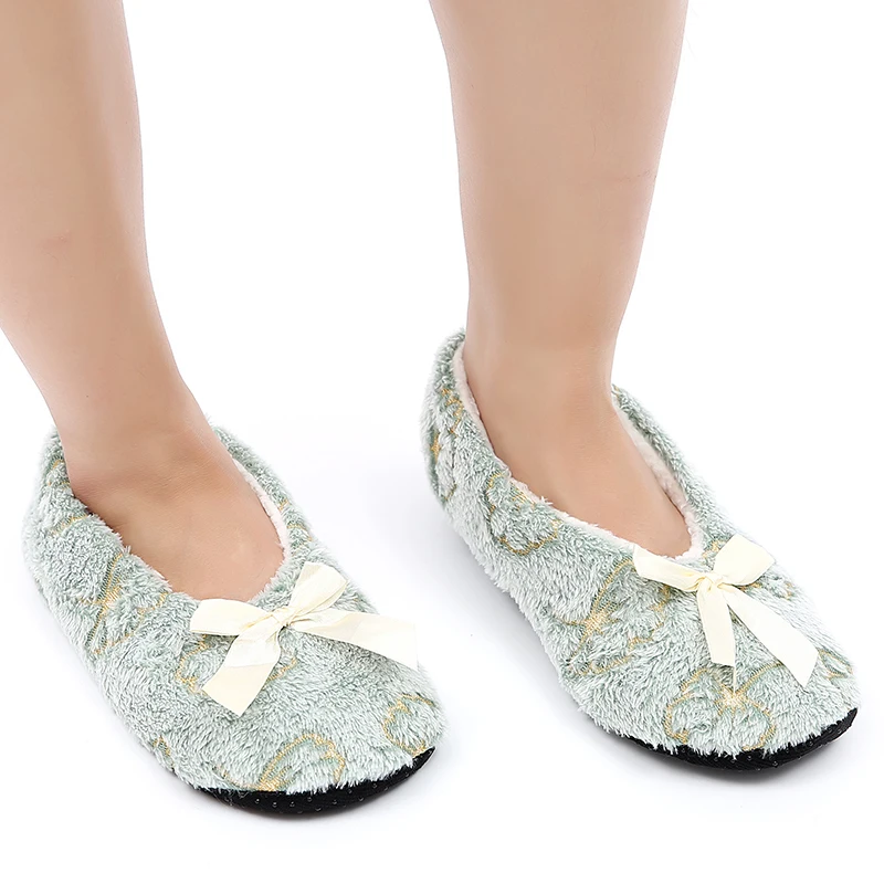 Mntrerm House Slipper Home Women Winter Fur Contton Warm Plush Non Skid Grip Indoor Fluffy Lazy Embroidery Fuzzy Shoes Female