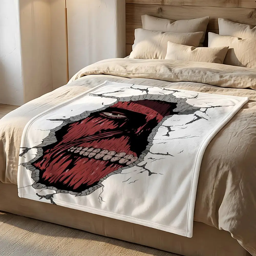 Anime Attack on Titan Throw Short Plush Throw Blanket Soft Skin-Friendly Multi-Scene Home Office