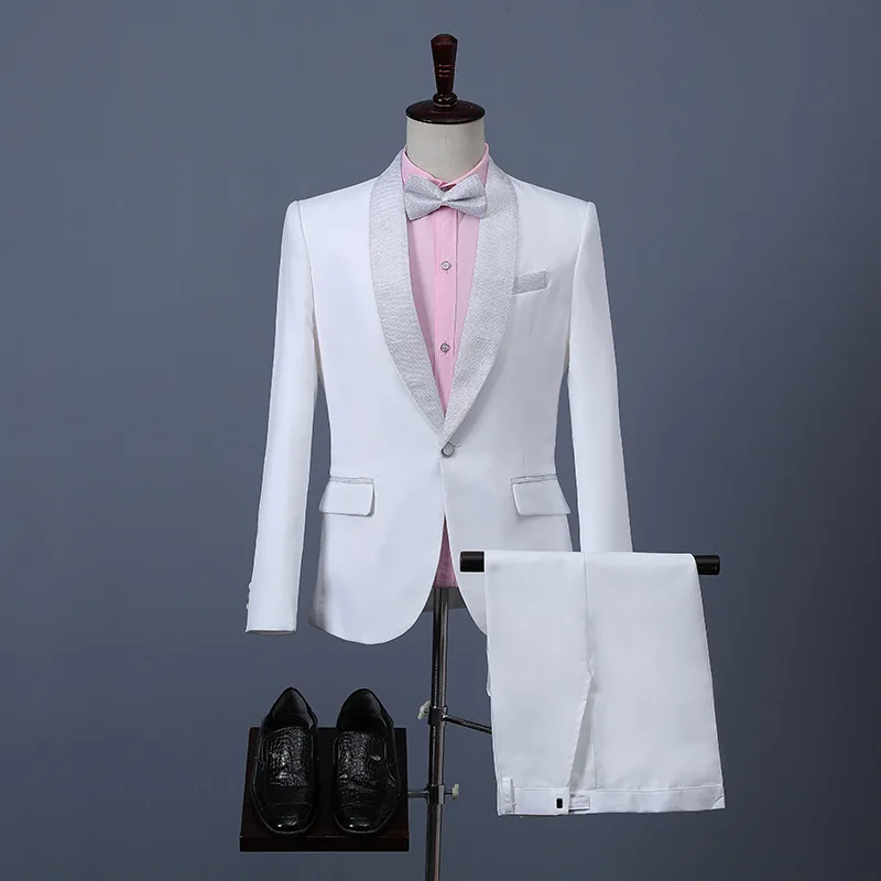 

2024 new style suits for men three-piece Korean suits slim white professional best man groom dress