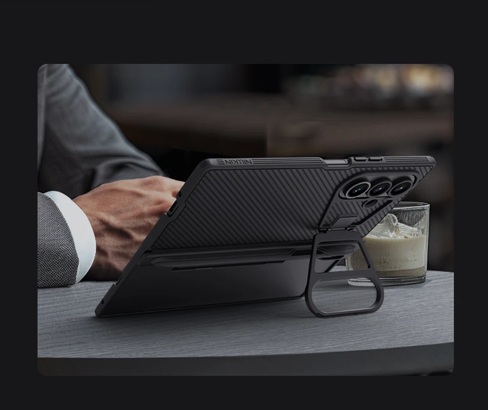 NILLKIN Magnetic Case for Samsung Galaxy Z Fold 7 5G, Transparent Lens Guard, S Pen Holder, Aerospace Aluminum Stand Metal Frame