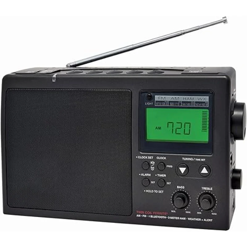 CCRadio 3 Long Range Reception AM, FM, NOAA Weather Plus Alert and 2-Meter Ham Band Portable Digital Radio with Bluetooth