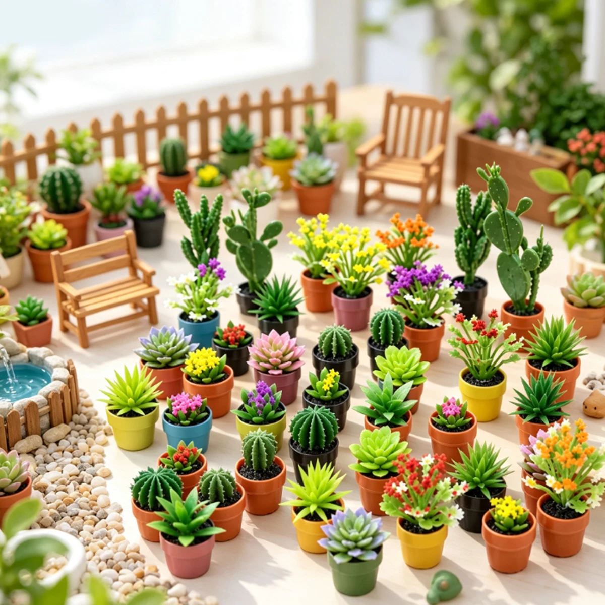 8Pcs Random Style Tiny Potted Plant Ornaments, Fine Craft Supplies For Diorama Scenery And Handmade Model Layout ZSY