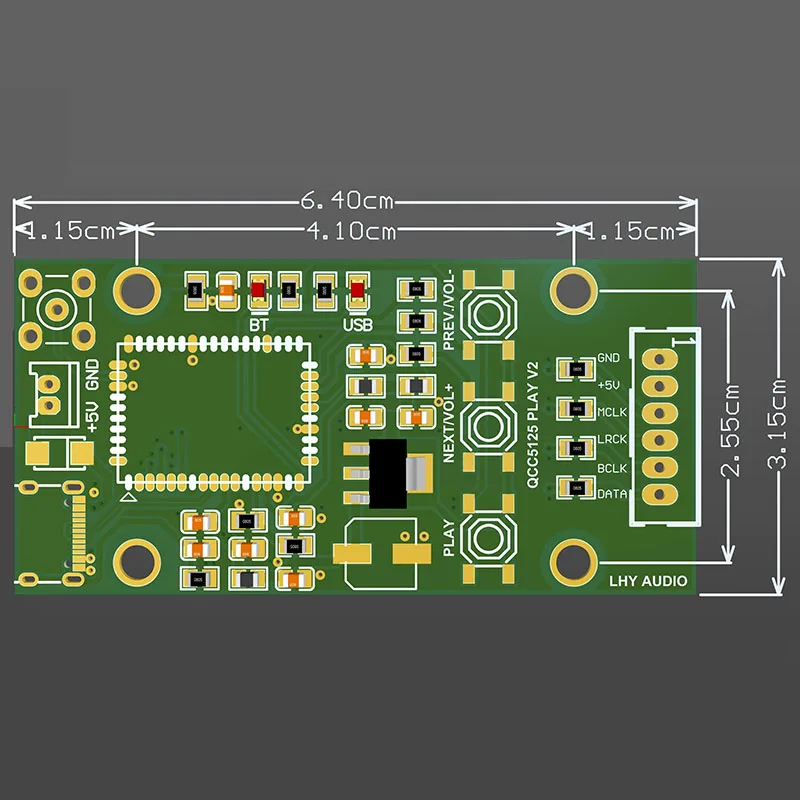 Qualcomm QCC5125 Bluetooth 5.1 USB Type C Input Conversion Board Adapter Plate I2S IIS Output 96KHz DIY Module For Audio DAC