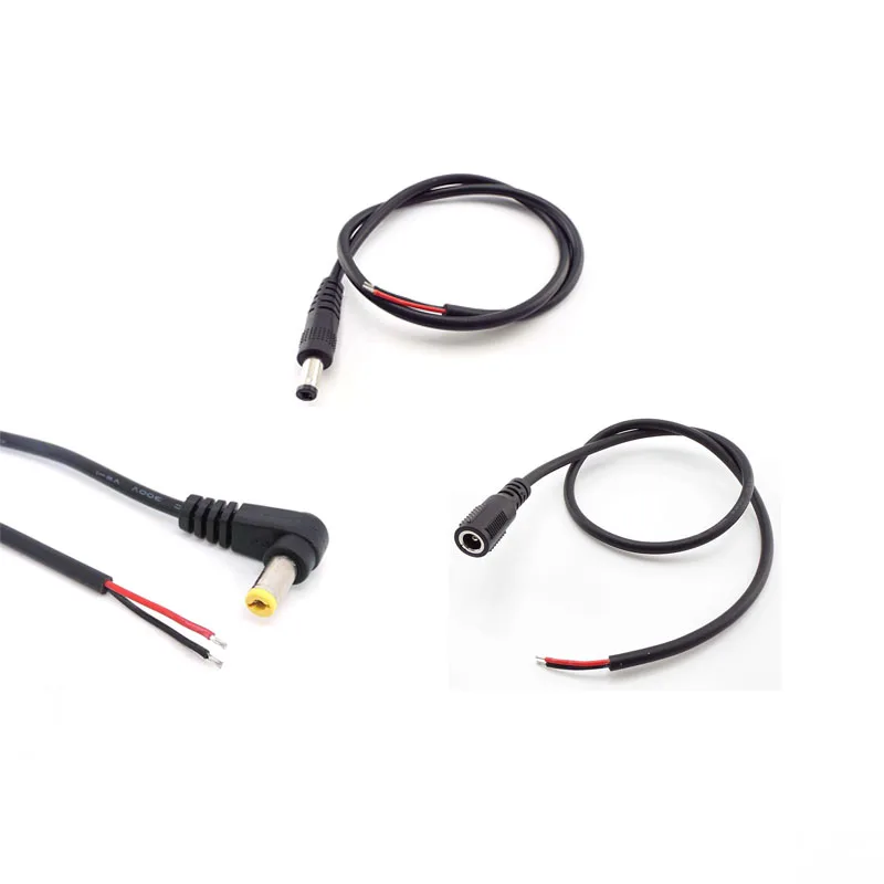 50cm/1M 2 pin core DC male female cable right angel cord 5.5mmx2.1mm 3A 5A Power Plug supply extend Charging Connector M20