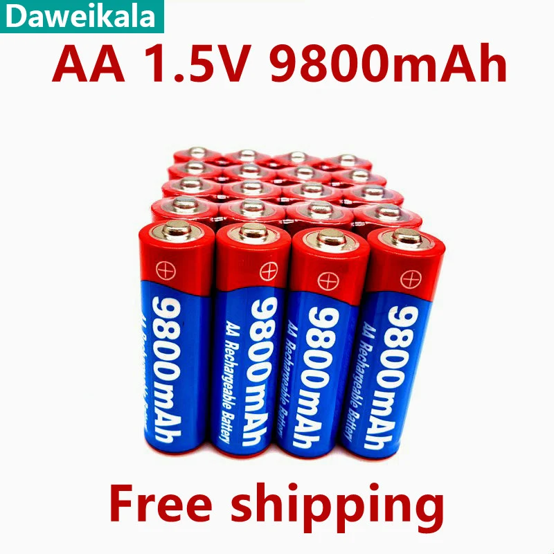 2023 New 2~20pcs/lot Brand AA Rechargeable Battery 9800mah 1.5V New Alkaline Rechargeable Batery for Led Light Toy Mp3 Fan Toy