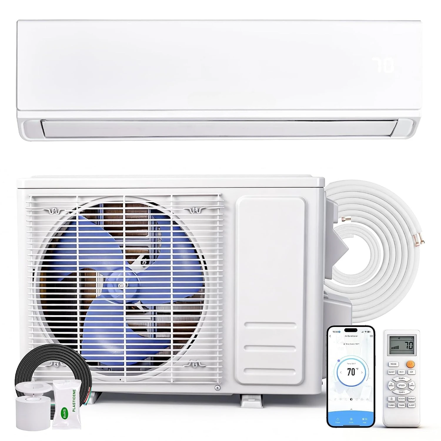 12000BTU Mini Split Air Conditioner & Heater, Wall Mounted AC Unit, Customized