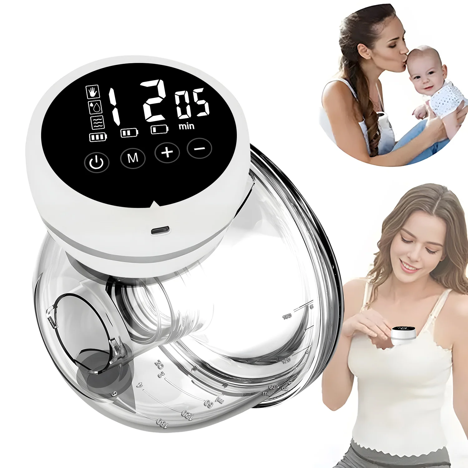 1PCS Wearable Electric Breast Pump Silent Milk Collection Hands-free Invisible Automatic Intelligent Breast Pump Portable Travel