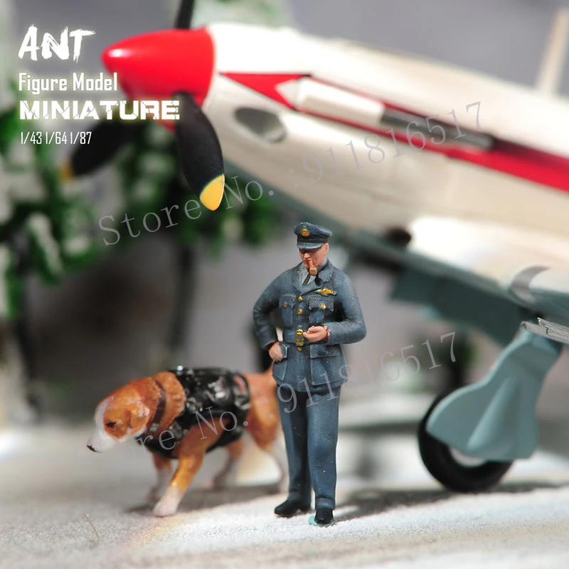 Miniatures 1/35 1/64 1/72 Scale WWII British Commander Soldier Old Version Figure Street Scene Sand Table Photography Model Toy