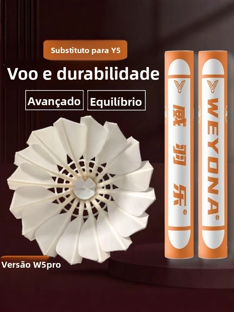 w5-pro-badminton-shuttlecocks-training-durability-stable-flight-premium-wood-shaft-y5-level-duck-feathers-for-sports-fitness