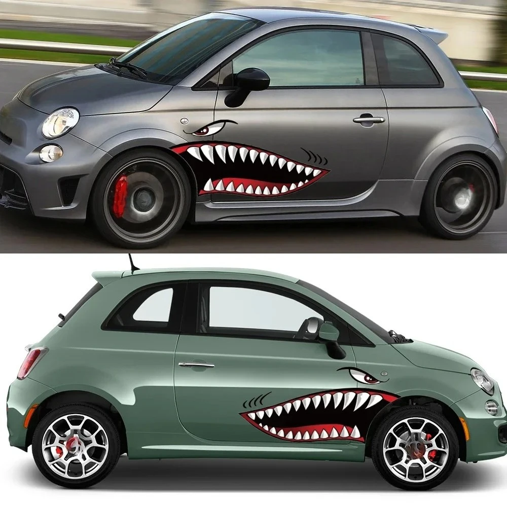 

Наклейка на автомобиль для Fiat Abarth 500 595 cc, виниловая пленка Shark Rocker Wrap, декоративная наклейка из ПВХ, аксессуары для стайлинга автомобиля, внешние автомобильные аксессуары