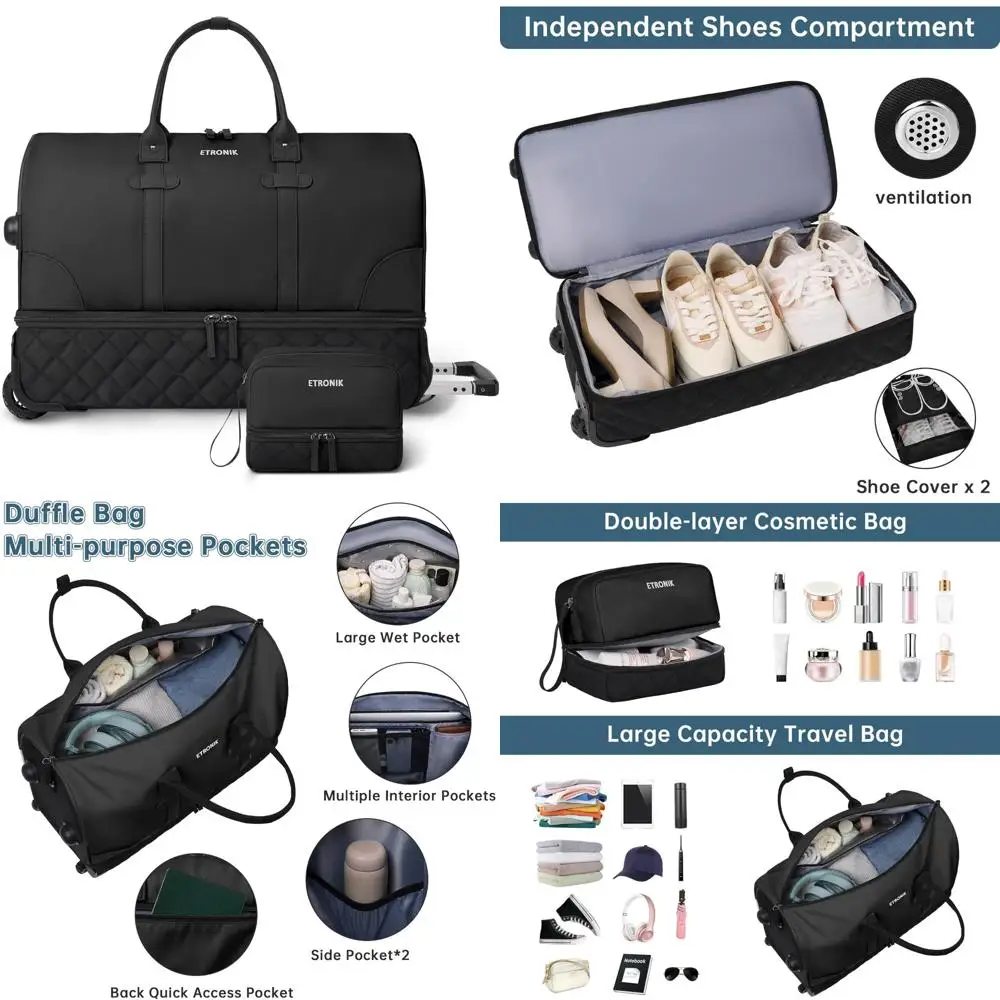 حقيبة نسائية كبيرة الحجم مقاس 23 بوصة مع حجرة للأحذية - حقيبة حمل مثالية للسفر مع حقيبة يد #1