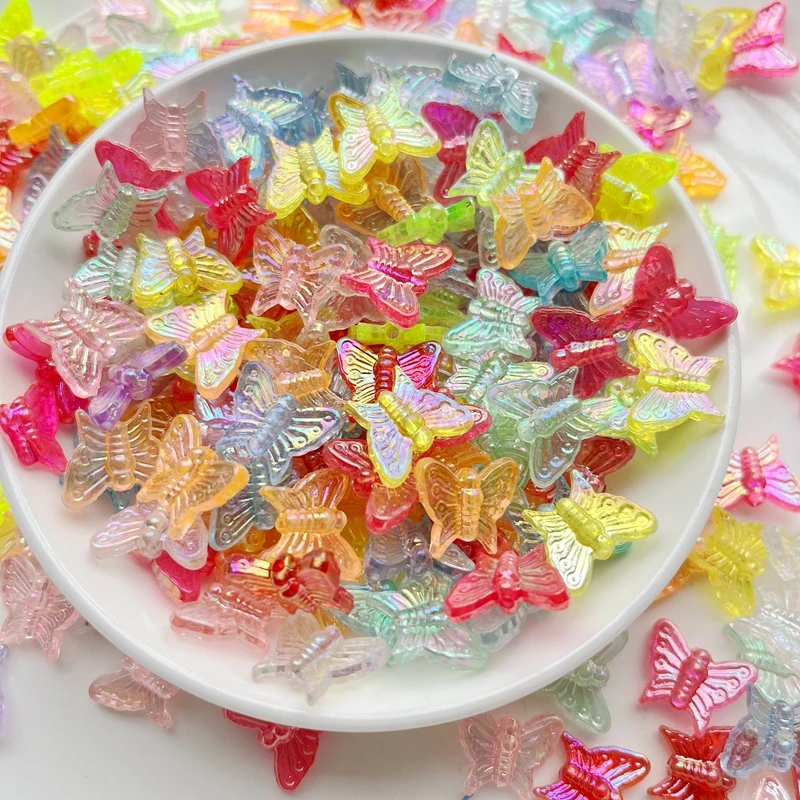 50pcs  mixed color AB Charm Butterfly shaped Acrylic Beads Loose Spacer Beads Jewelry Making DIY Handmade Bracelet