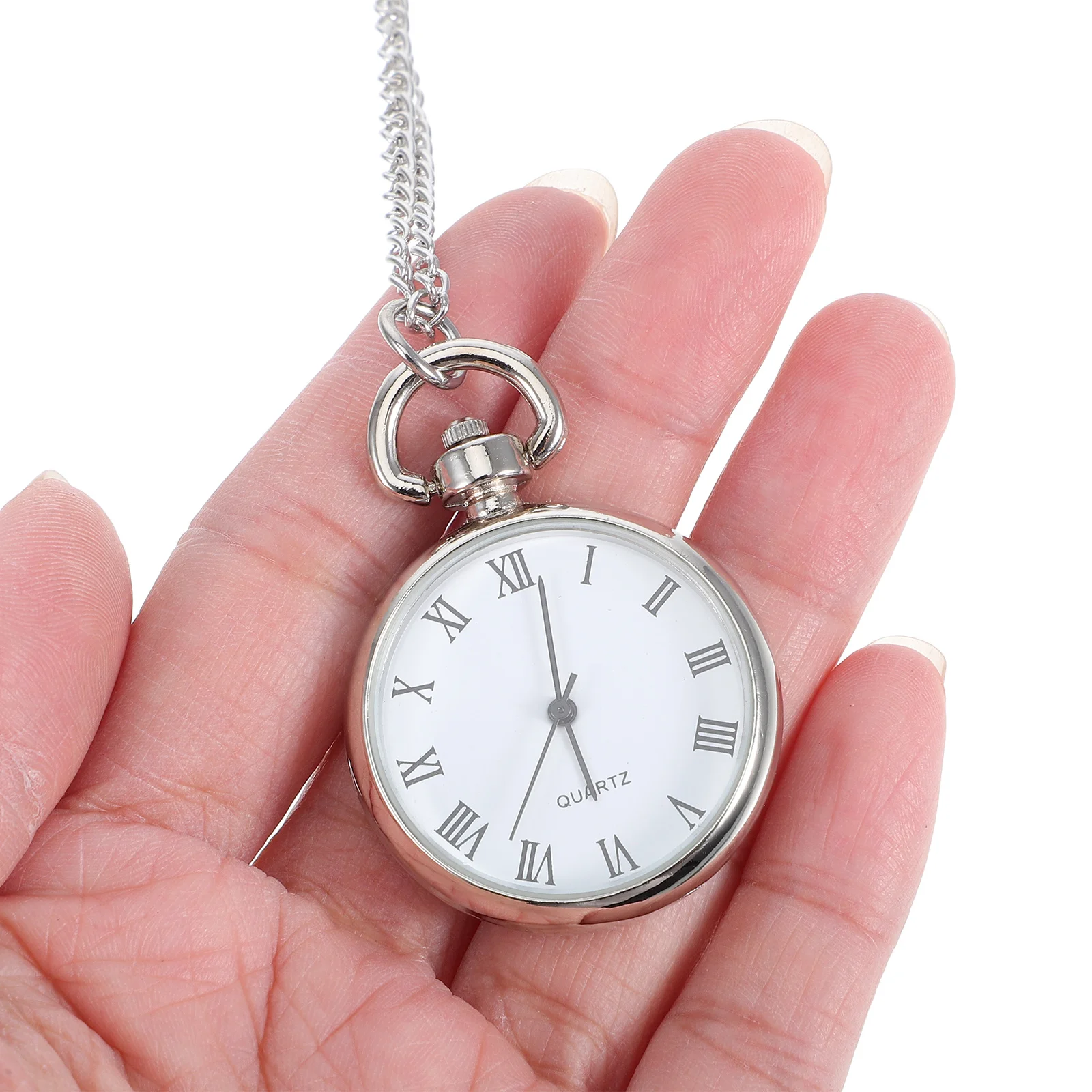 1Pcs Pocket Watch Pendant Alloy Hanging Watch with Chain High Precision Timing Mirror Texture Exquisite Craftsmanship