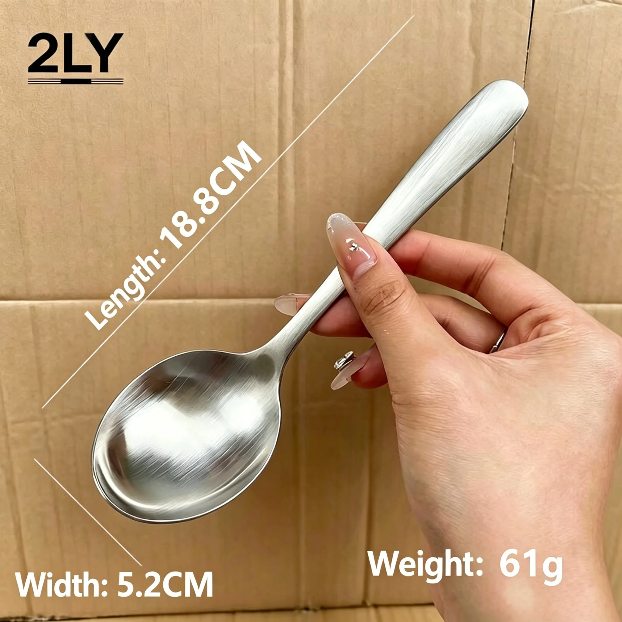 Korean Ins Matte 304 Stainless Steel Long Handle Spoon Thick Deep Round Base Soup Spoon Durable Table Spoon for Home Restaurant