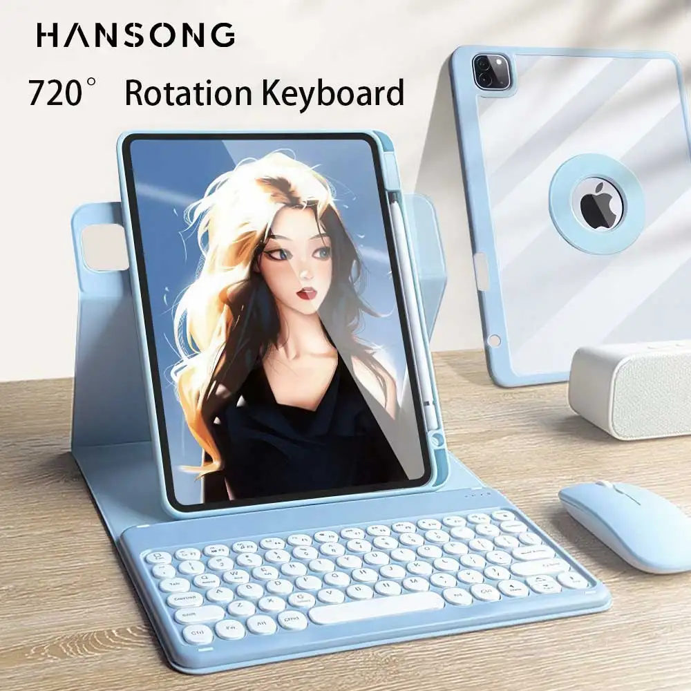 

360 Rotation For iPad Keyboard Case For iPad 10th 11th（A16）for iPad 7 8 9th 10.2 Air4 5 10.9 Air 11 inch M2 M3 Pro 11in Case