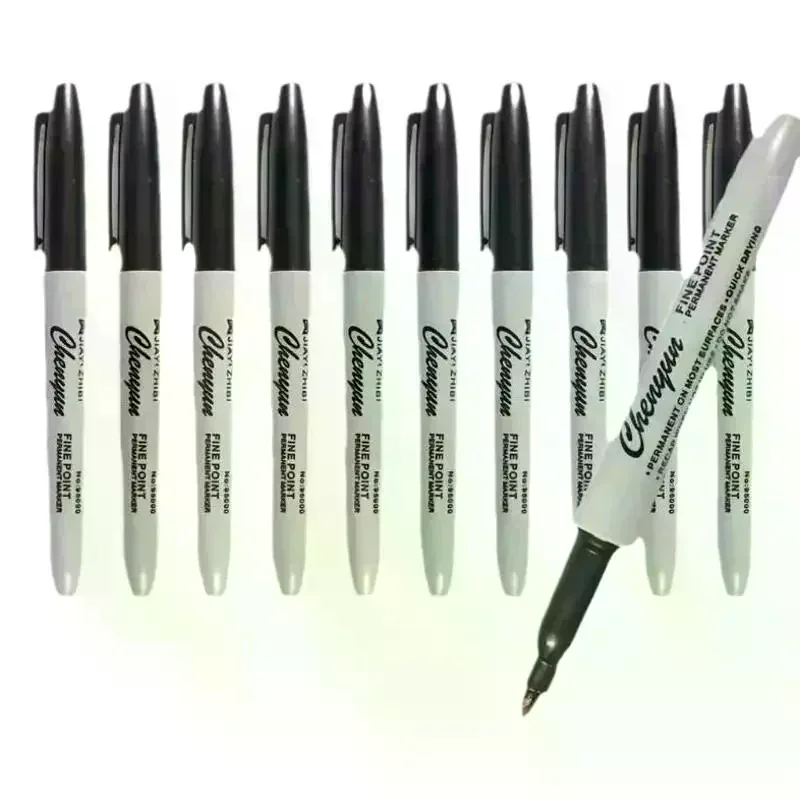 1Set Black Permanent Marker Pens, Fine Tip, Waterproof, Quick Drying Outlining Drawing Pen Marker Pen