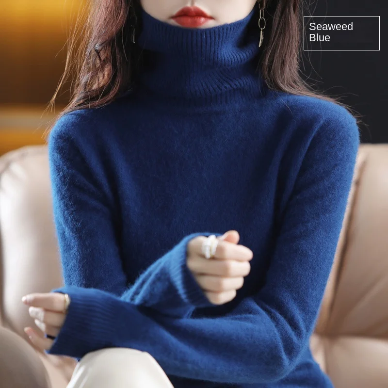 NONE Neue Damen bekleidung für Herbst/Winter 2024 100% Nerz Plüsch Roll kragen pullover Pullover Damen Kaschmir pullover Dbr-018 7