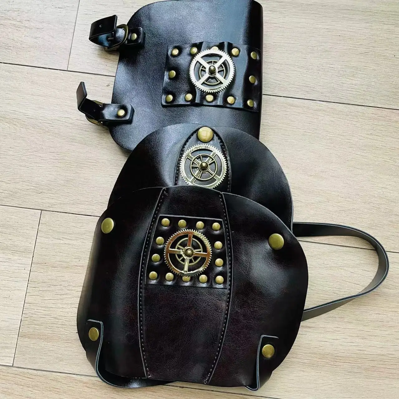 

Medieval Retro Steampunk Changeable Armband Unisex Bracelet Halloween Cosplay Prop Faux Leather Bandage Arm Ring Wristband