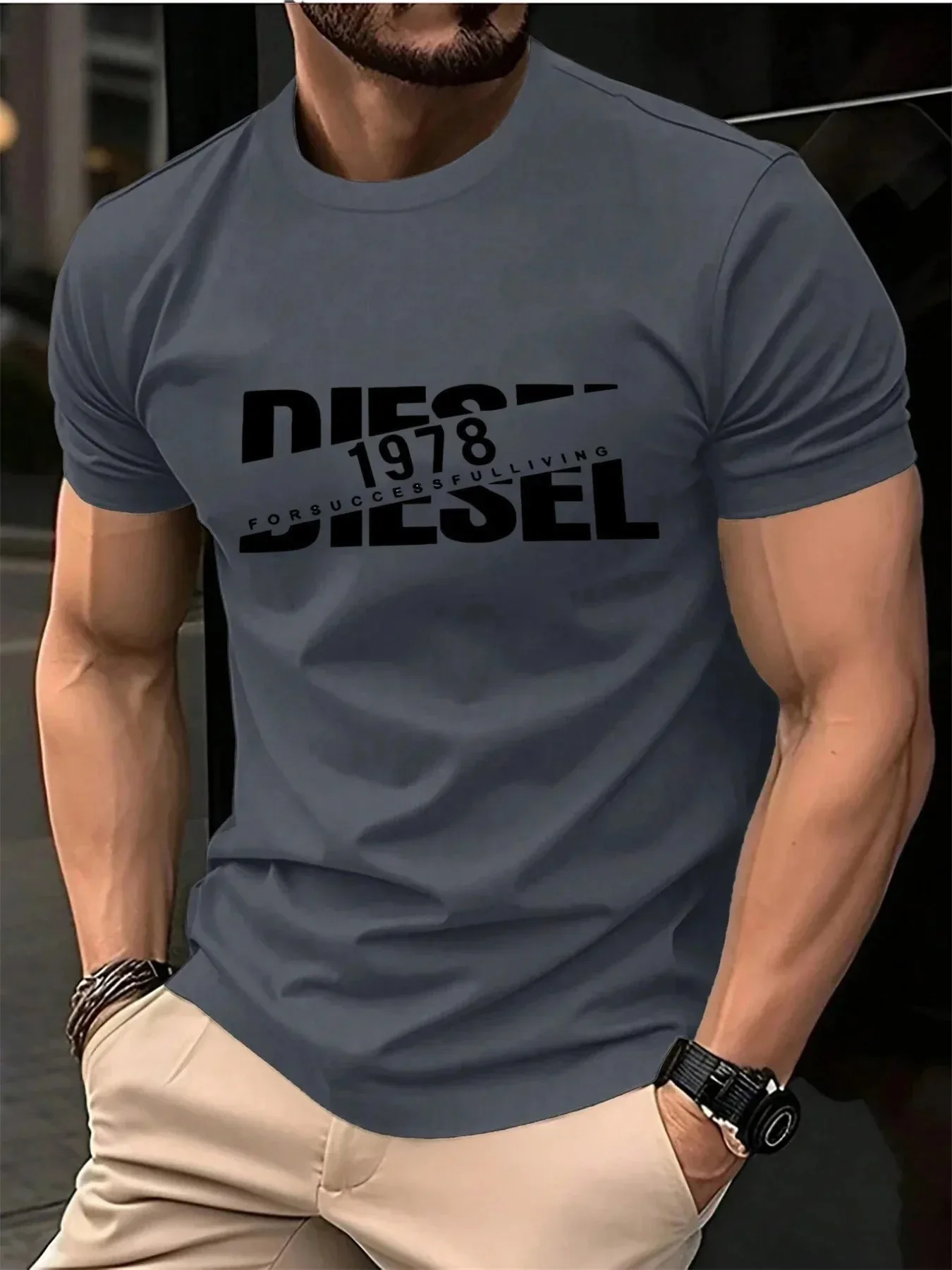 Streetwear 3D Letter Print Men's Summer T-Shirt, Suitable for Everyday Casual and Sportswear. Quick-Drying and Breathable Top.