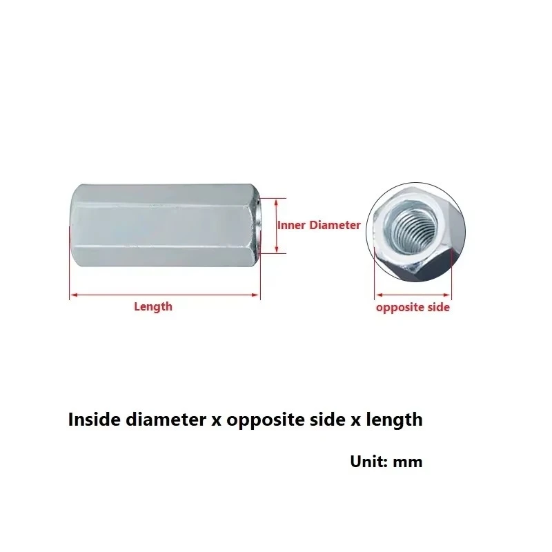 Galvanized Hex Coupling Nut DIN6334 Carbon Steel Long Hex Connecting Nut Threaded Rod Extension Joint Sleeve Nut M4 M5 M6 M8 M10