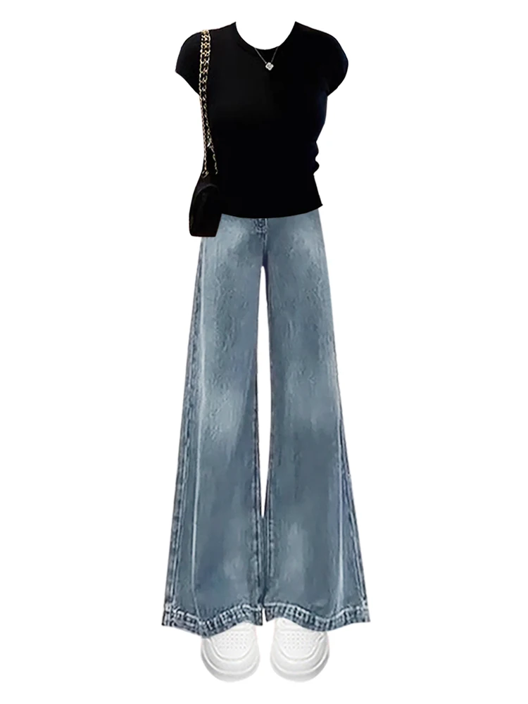 Ele High Waist Wide Leg Pants ort Sve Two Piece Set Women's Faion Outfit Slimming Effect Quali Material