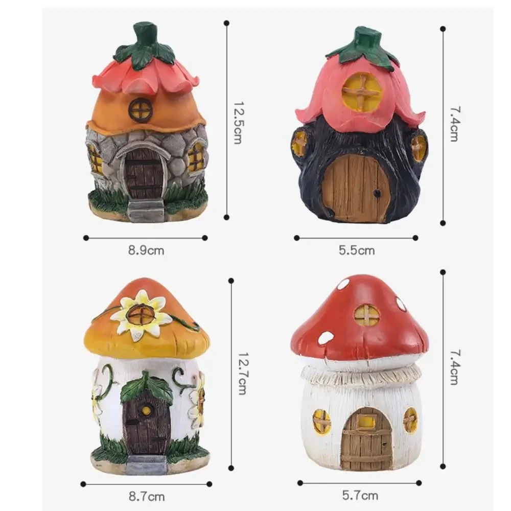 Mushroom Figurines Flower House Ornaments Flowerpot Creative Resin Garden Sculpture Garden Accessories Home Decor