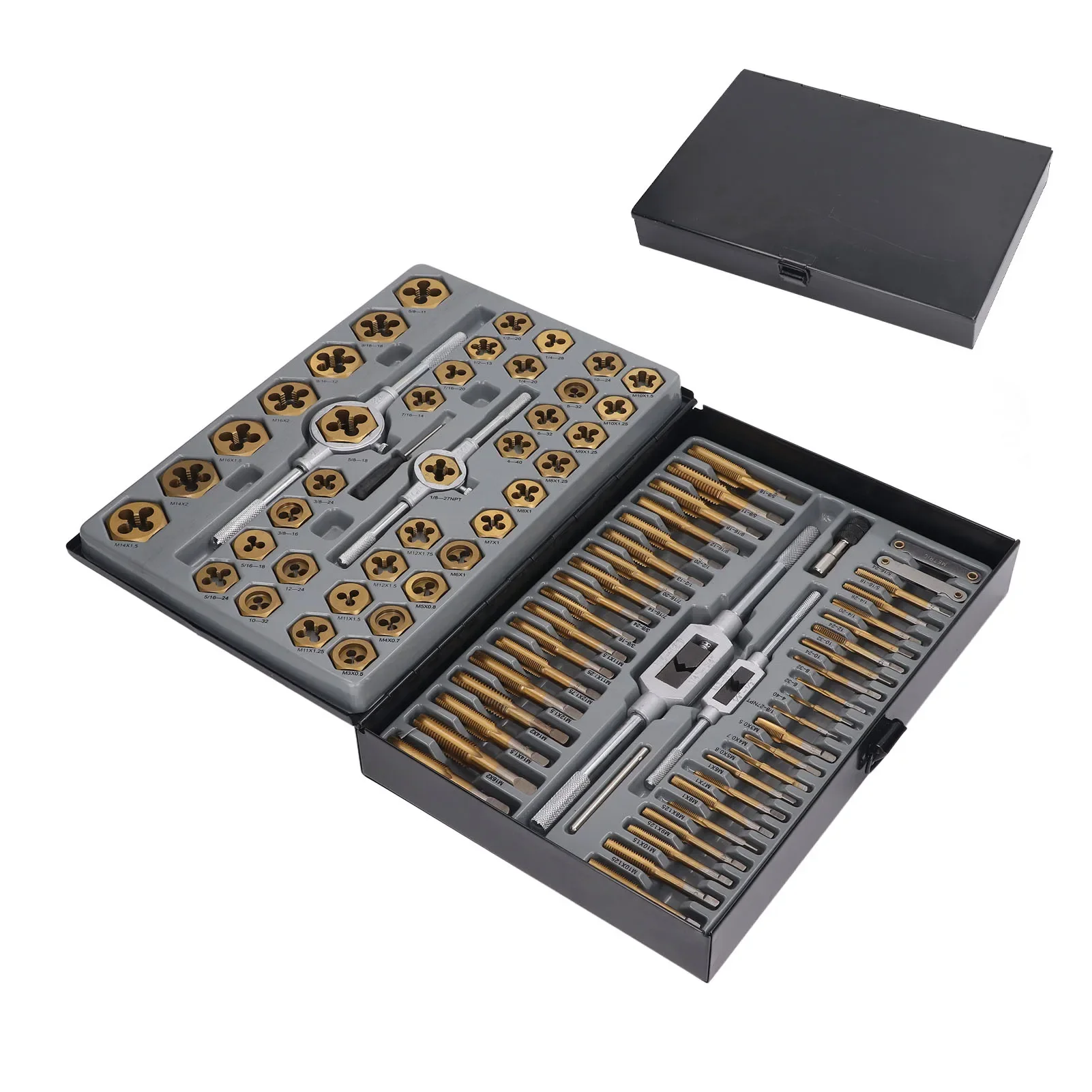 Tap Die Set Titanium Plated Carbide Essential Threading Rethreading Tool Kit Threading Tool Set Taps Dies Hand Tools Kit