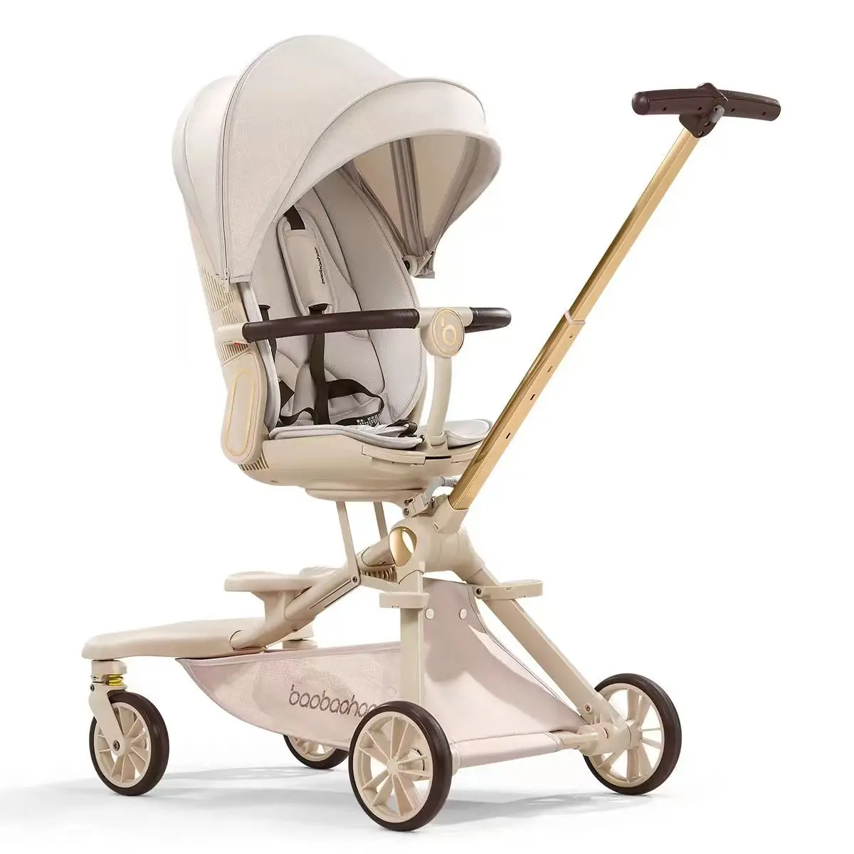 Baby stroller can sit and lie bidirectional high landscape trolley portable folding baby walking machine