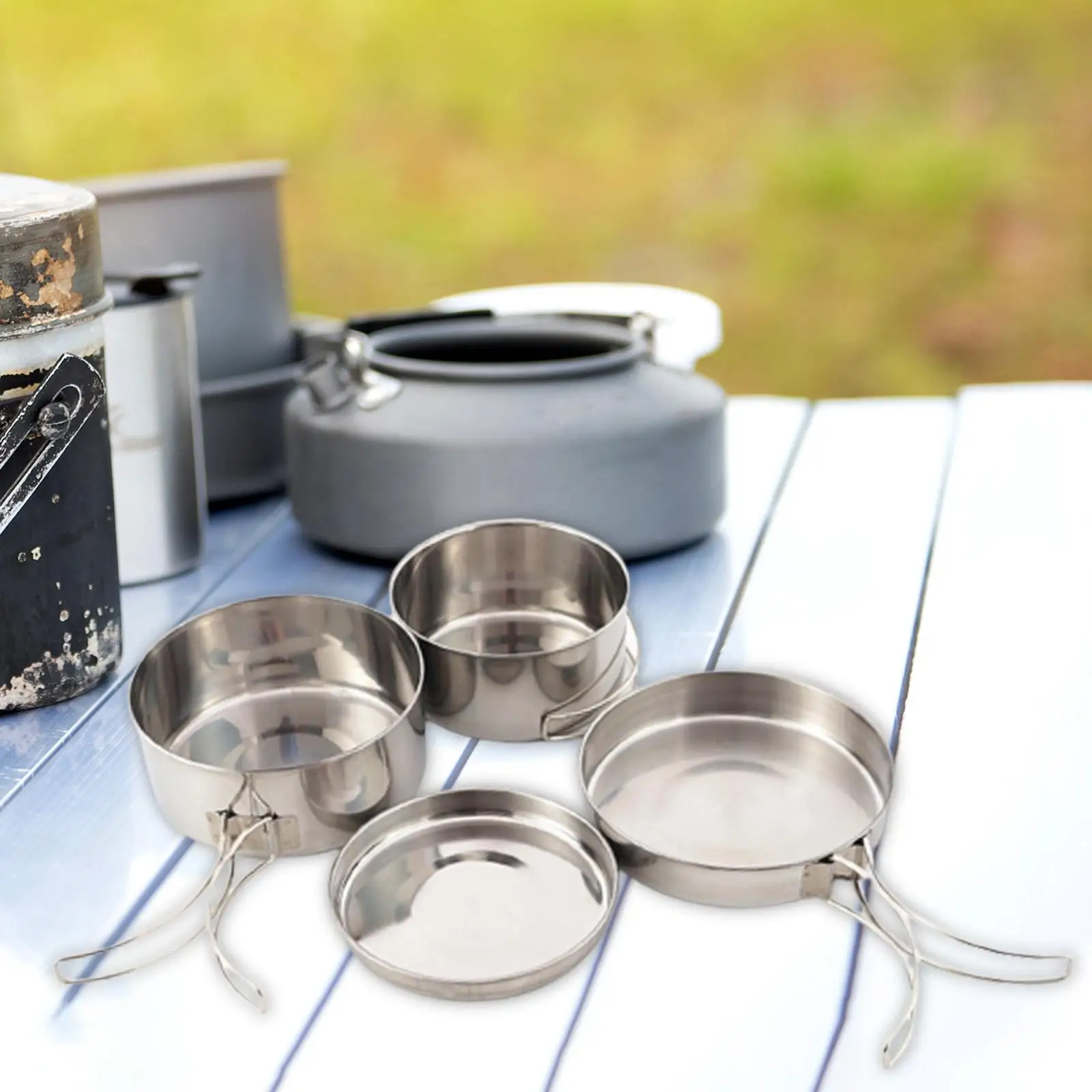 

Camping Pots and Pans Set Camping Cooking Pots Camping Cooking Cookware Set Portable Large Capacity for Outdoor Hiking Touring