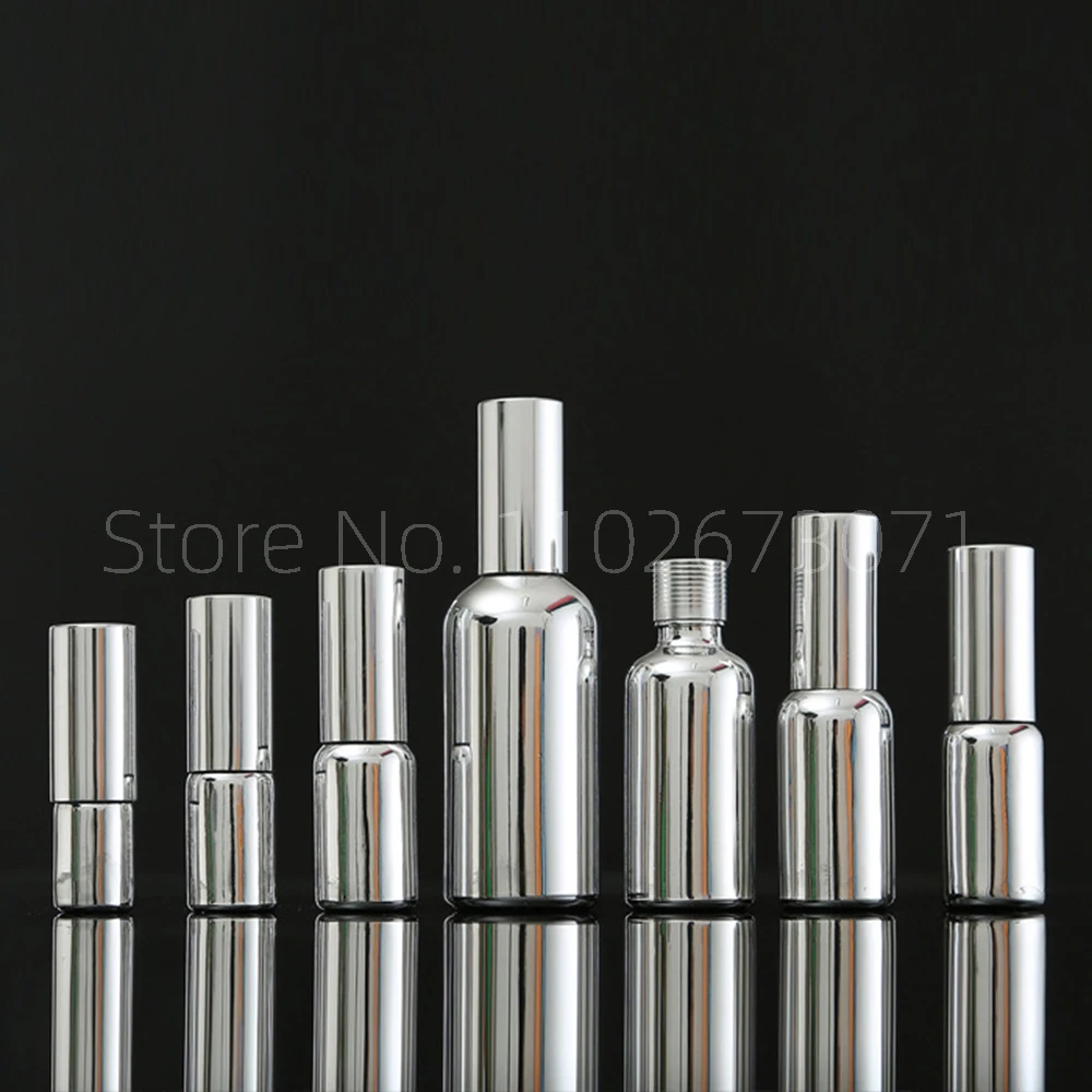 5ml-100ml Silver Glass Essential Oil Dropper Bottle  Sample Bottle Glue Head Dropper Bottle Press Drop Separation Empty Bottle