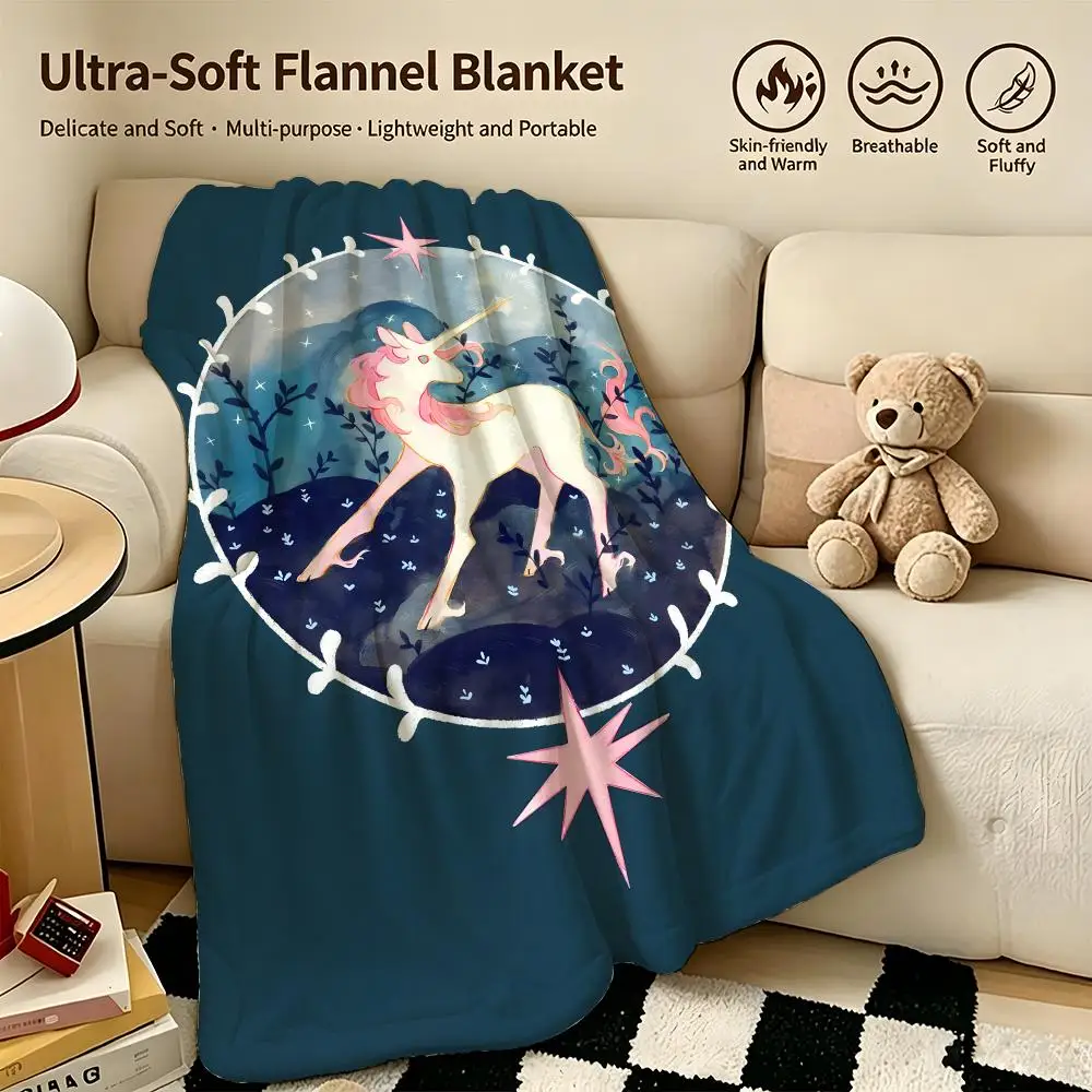 character S-Star Unicorn-n Throw Warm Soft Flannel Blanket, Multi-use for Sofa Bed Camping Travel Nap