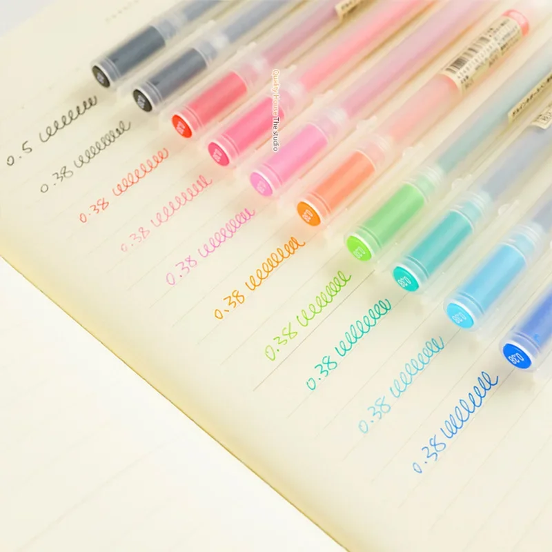 10 Pcs/Set Color Gel Pen 0.5mm 0.38mm Ink Japanese MUJIs Marker Writing Stationery Pen Style School Office Supplies 2024 Gift