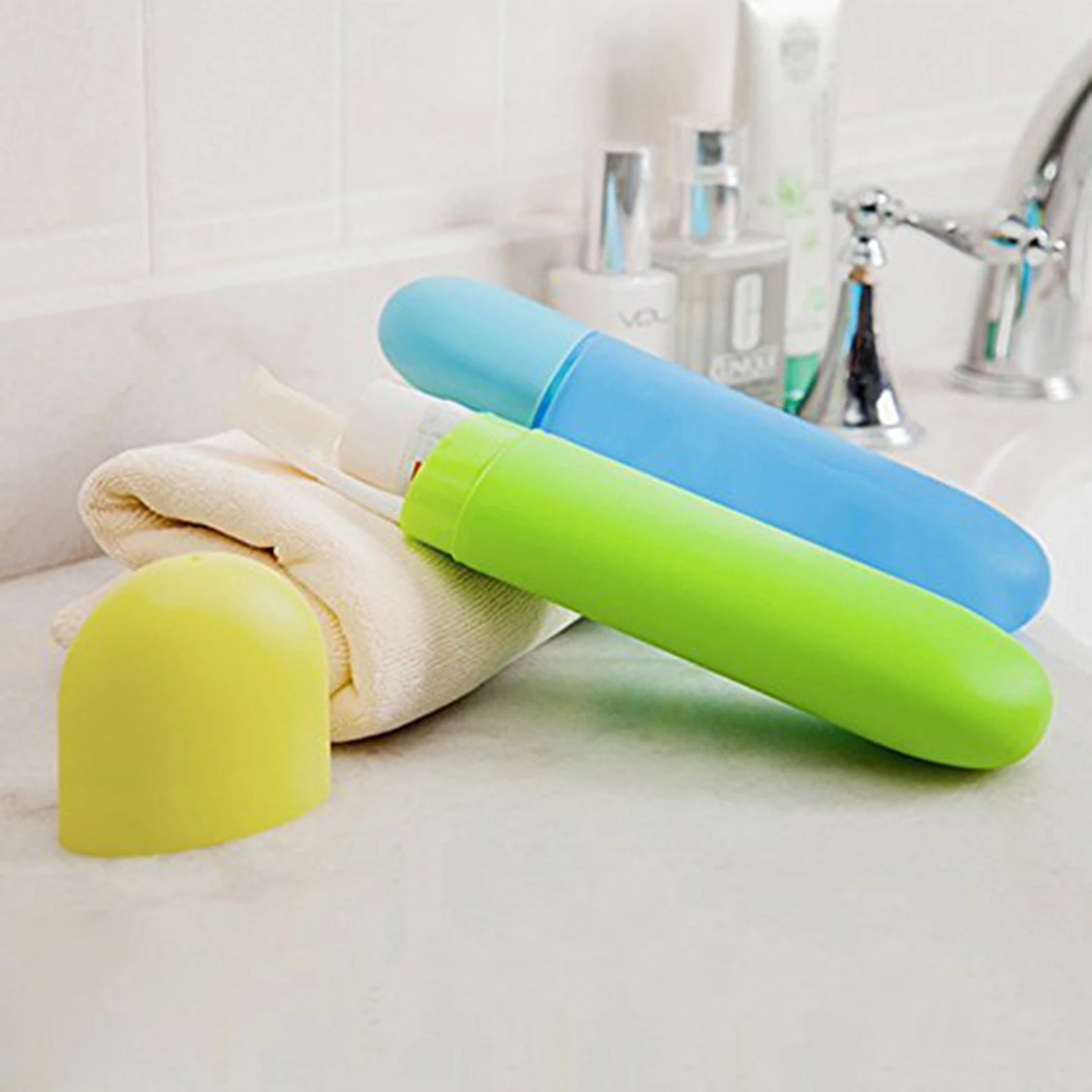 Plastic Toothbrush Holder for Travel Business Trip Adults Portable Toothbrush Case with Vent Holes Hanging Storage Box