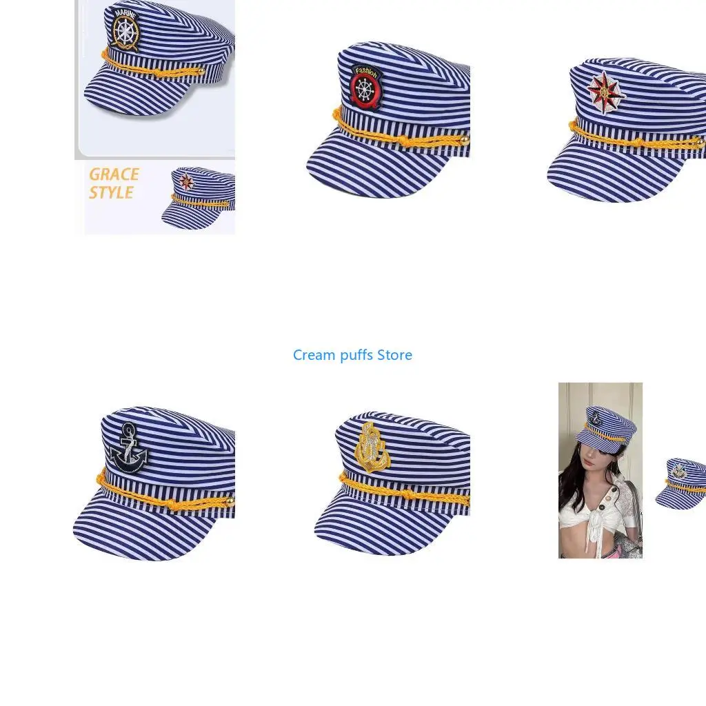 50LE Classical Stripe Sailing Caps Duck Tongue Hat Enjoy Stylish Sun Protections