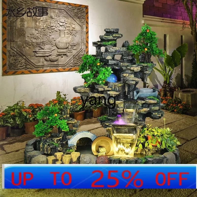 LTT Floor-Standing Courtyard Balcony Fountain Water Feature Fish Pond Ornament