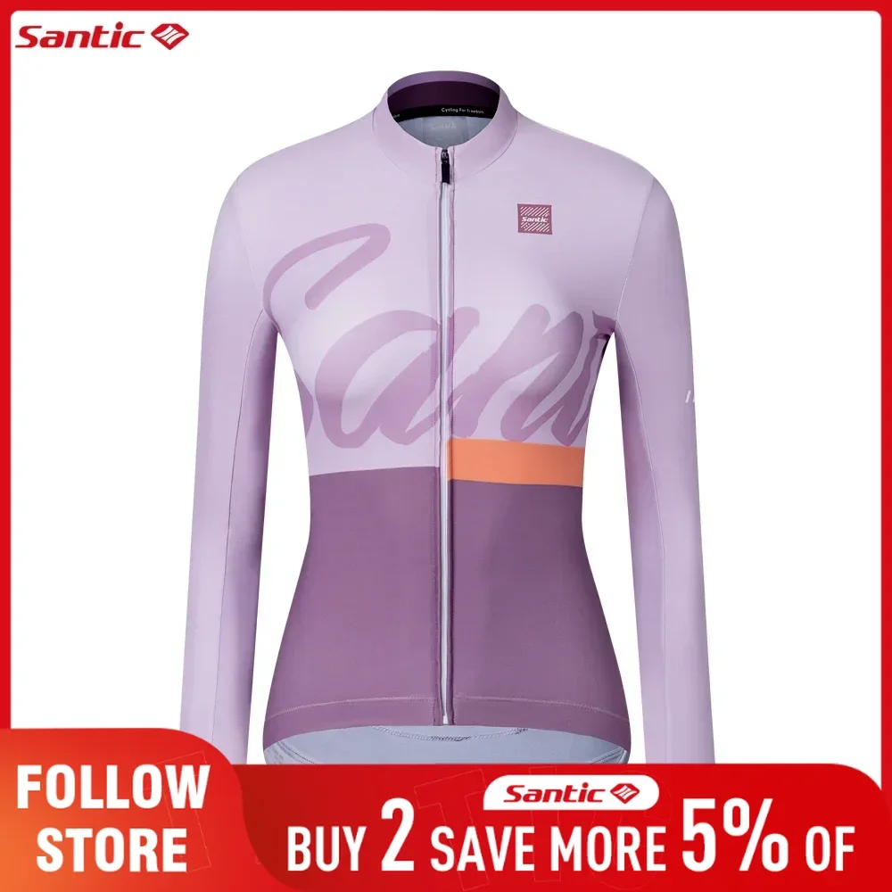 

Santic женский флисовый велосипедный трикотаж, термобелье с длинными рукавами, велосипедная одежда, быстросохнущая уличная MTB, дорожная езда, спортивный байкерский трикотаж