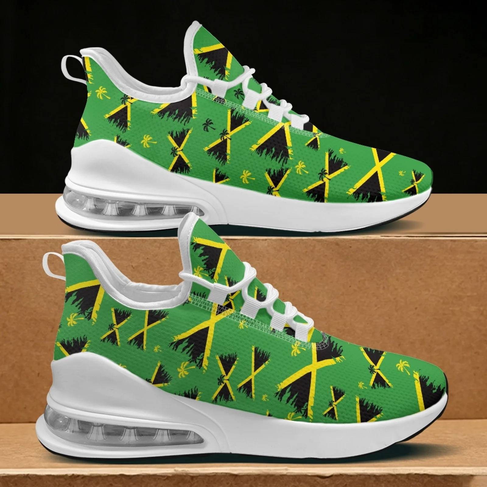 PENSTROLL Jamaican Flag Palm Womens Walking Shoes Sport Shoes for Women's, Lace Up Lace-Up Nurse Shoes