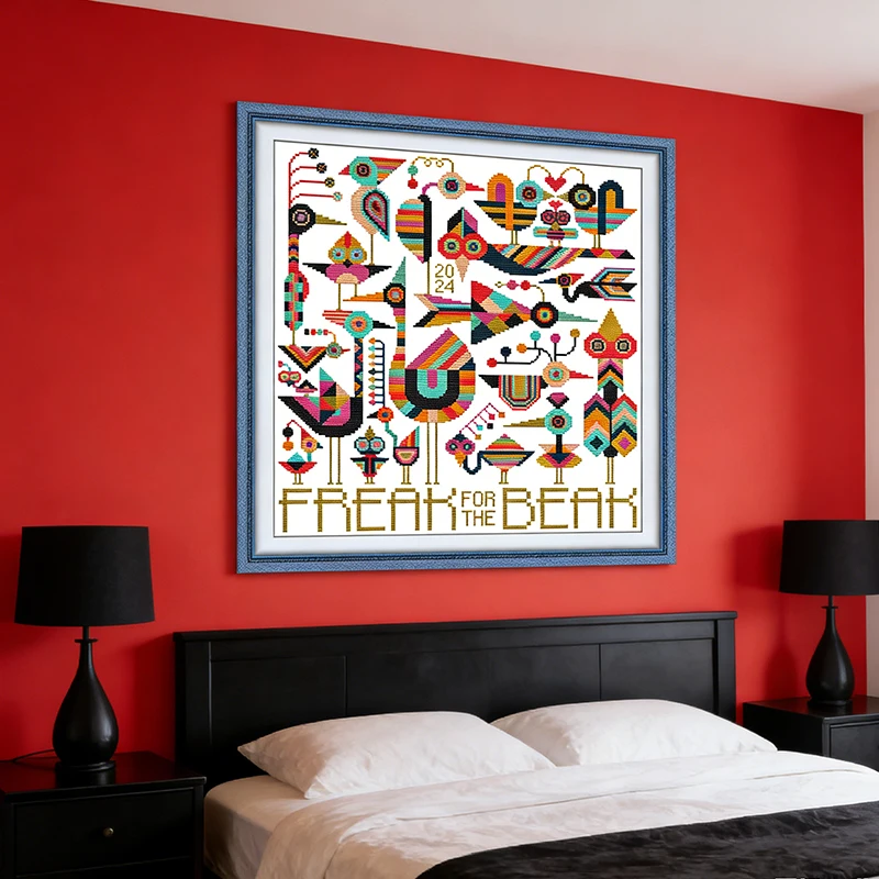 

Cross Stitch Kit Aida Cloth 14CT/16CT/11CT Joy Sunday Rainbow Bird DIY Embroidery Set for Home Decor Gift Christmas