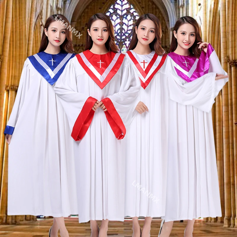 

Clergy Robes Poetry Class Service Nun Costume Christian Sing Robe Hymn Clothing Christian Church Choir Dress Outfit