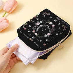 1 pc Moon pattern printed sanitary napkin storage bag, women's lightweight tissue bag, sanitary tissue bag