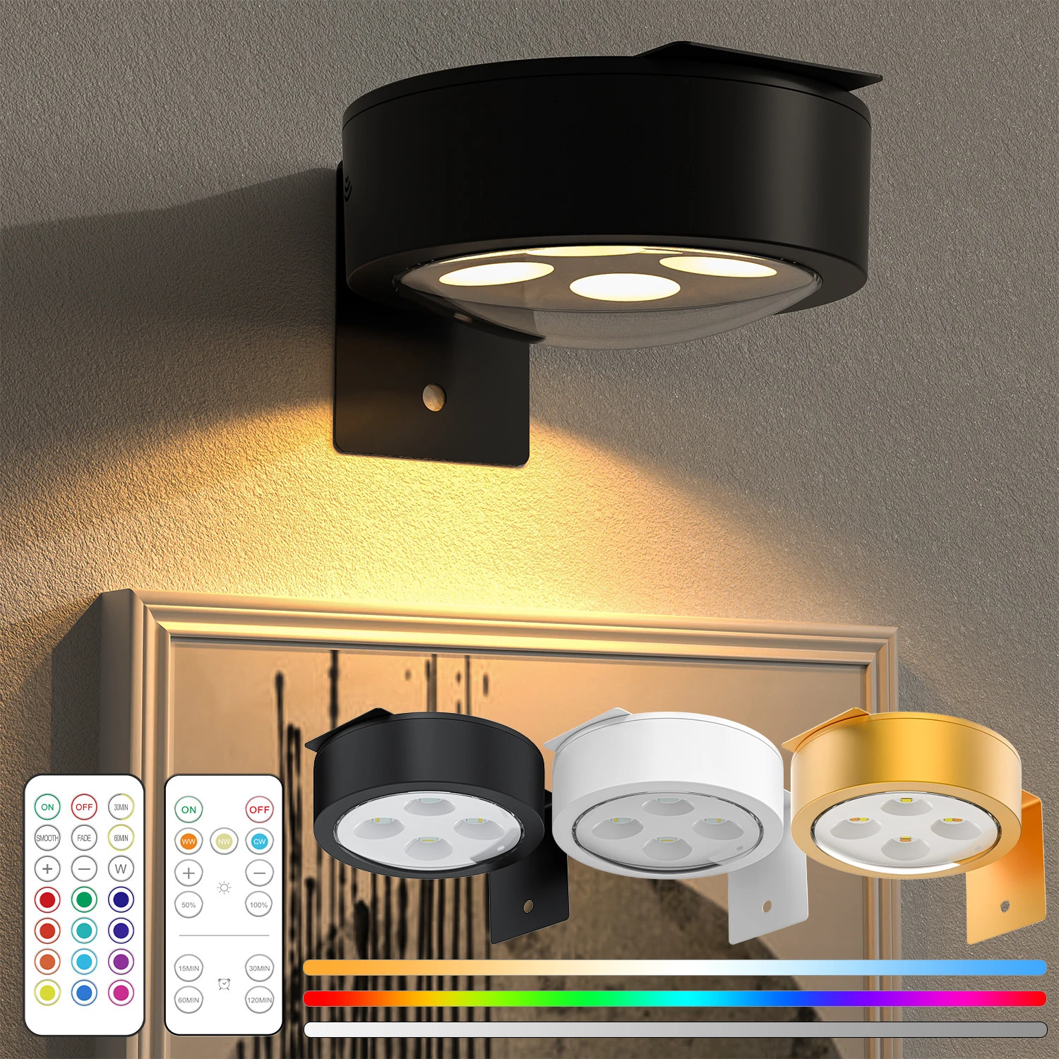 

LED Magnetic Art Display Remote-Controlled Spotlight Decorative Painting Wine Cabinet Wardrobe Lighting Small Wall Lamp