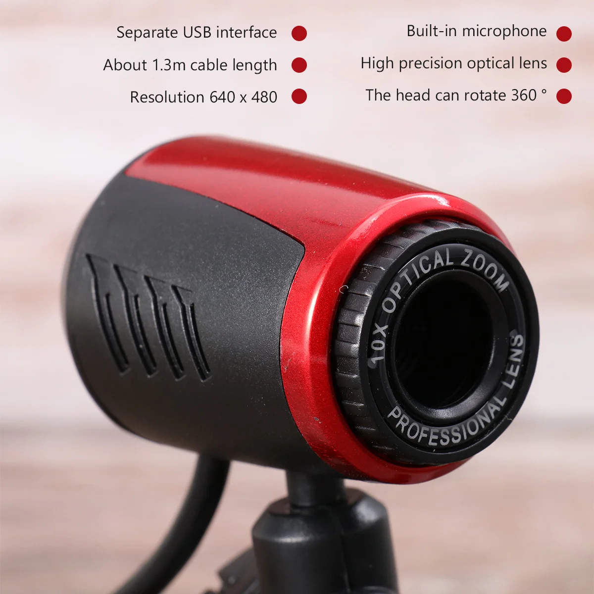 

1.3Mp Computer With Flexible Neck Computer Camera Usb Microphone Plug Play Hd Webcam For Call Streaming Black