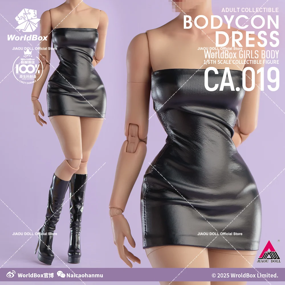 

Worldbox 1/6 Scale Black Strapless Sleeveless Bodycon Skirt Dresses Mid-calf Boots Model For 12" Female Action Figure Body Dolls