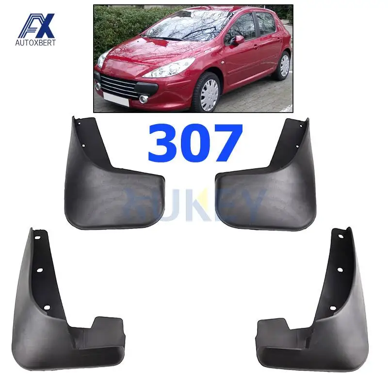 Set Car Mud Flaps For Peugeot 307 4-Door Sedan 3dr&5dr Hatchback Hatch 2001-2011 Mudguard Mudflaps Splash Guards Mud Flap Fender