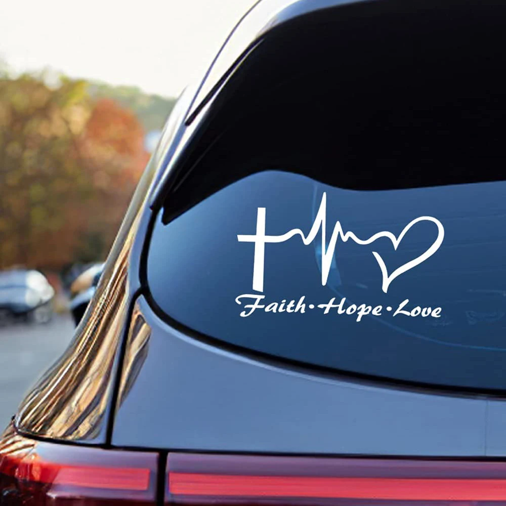 

Вера Надежда Любовь Сердце Иисус крест виниловый автомобильный СТИКЕР Наклейка Окно двери бампер Декор